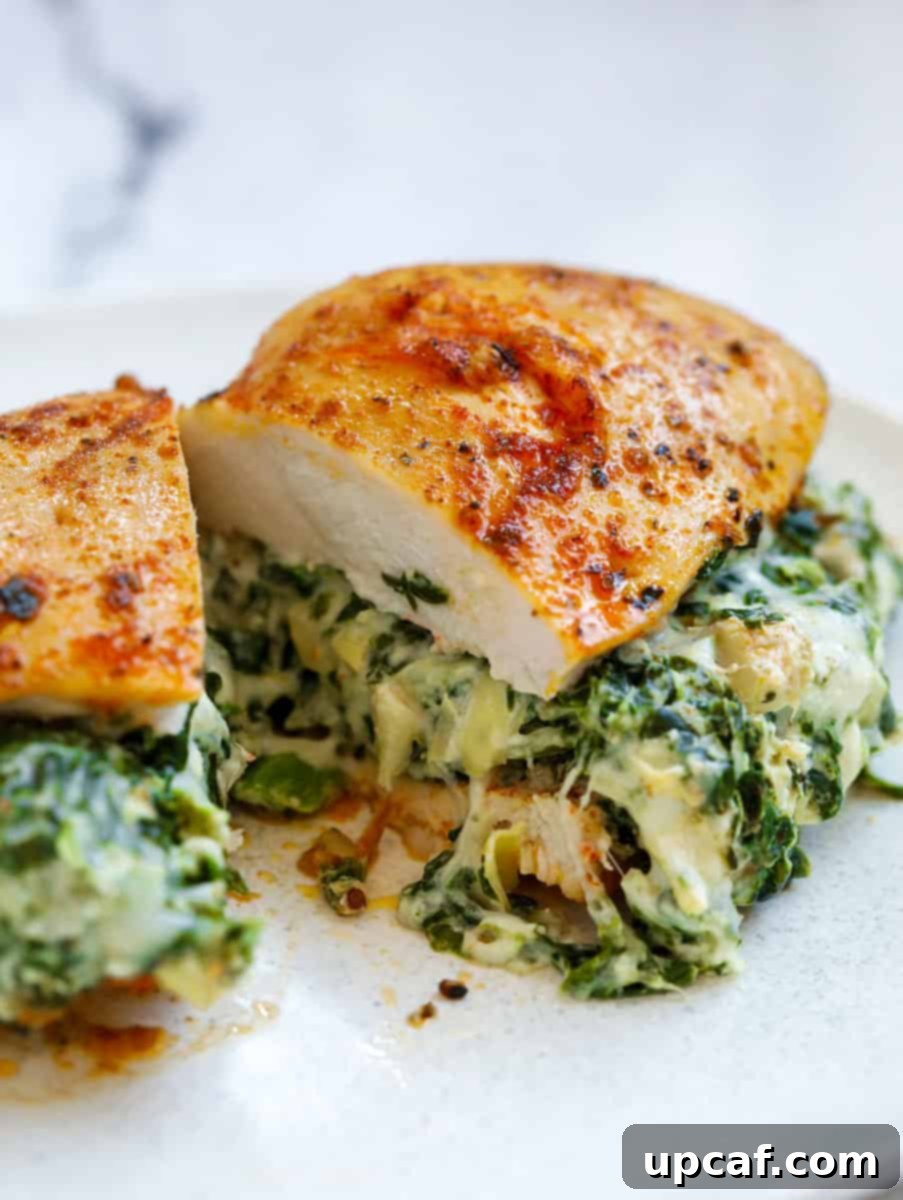 Creamy Spinach Artichoke Stuffed Chicken 1 featured 10070