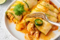 Southwest Chicken Zucchini Enchiladas