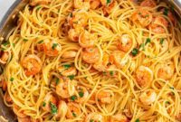 Creamy Garlic Parmesan Shrimp Spaghetti