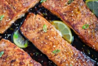 Spicy Honey Garlic Glazed Salmon