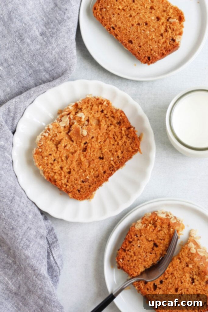 Top down shot of slices of easy pumpkin bread arranged beautifully.