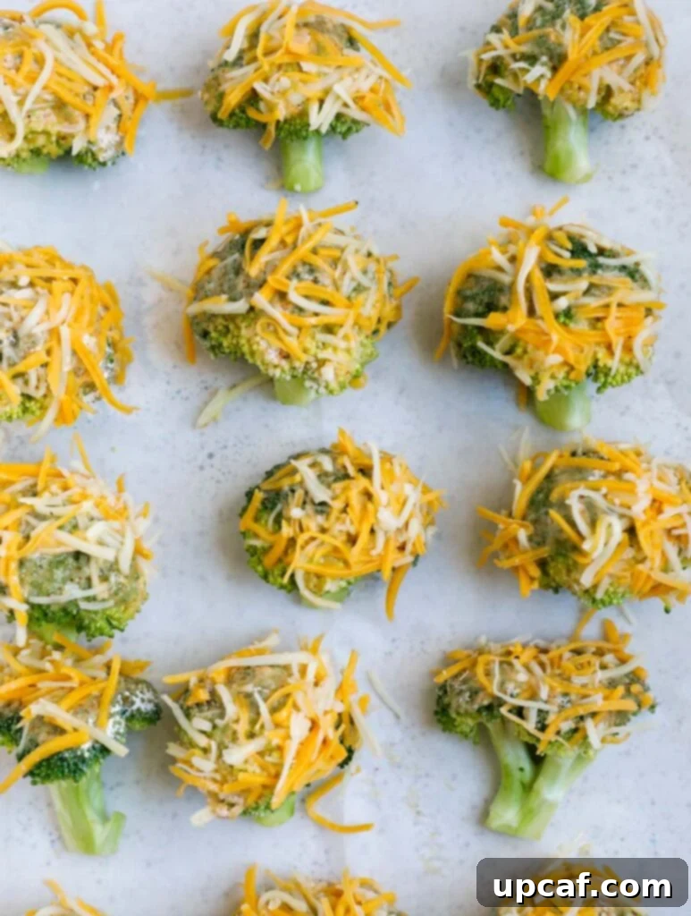 Broccoli on a baking tray.