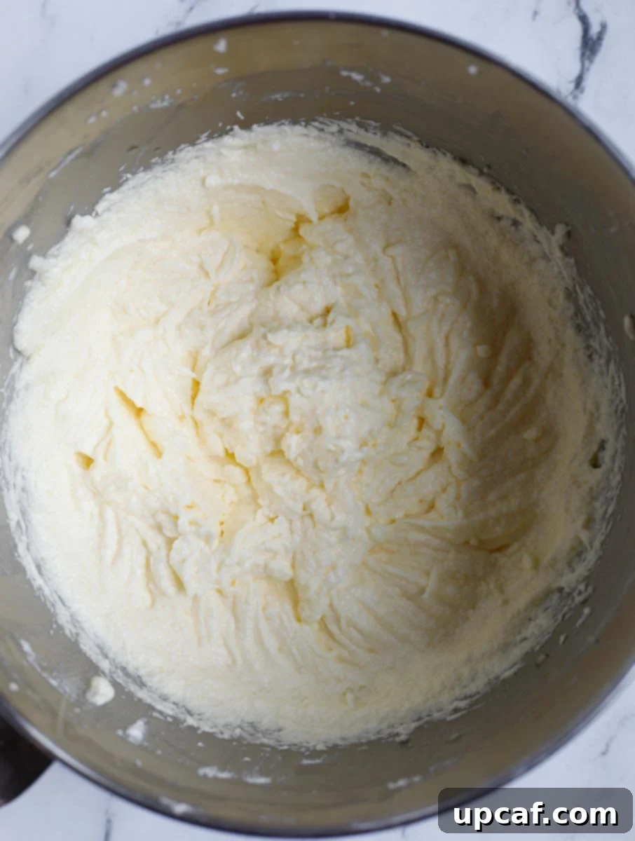 Zesty Holiday Fruitcake 9 The mixture of butter, sugar, and eggs after being thoroughly whipped, appearing airy and increased in volume.