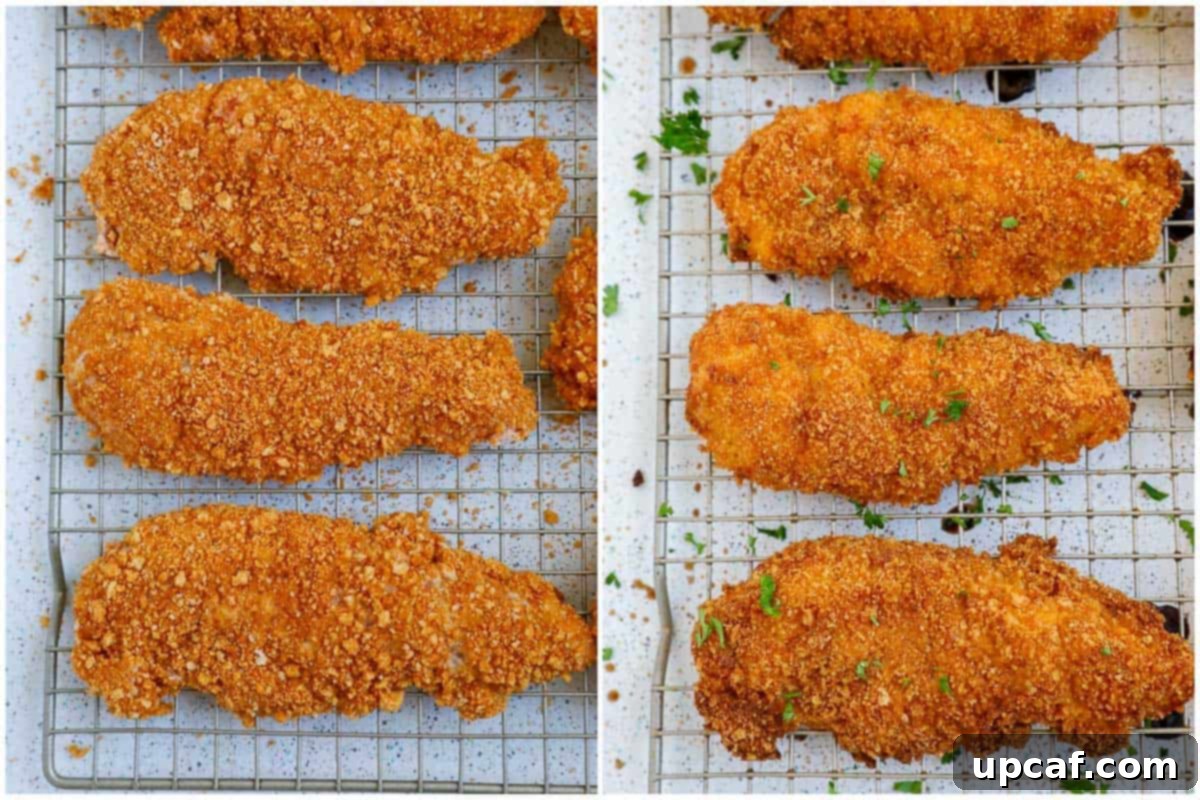 baked chicken tenders before and after baking