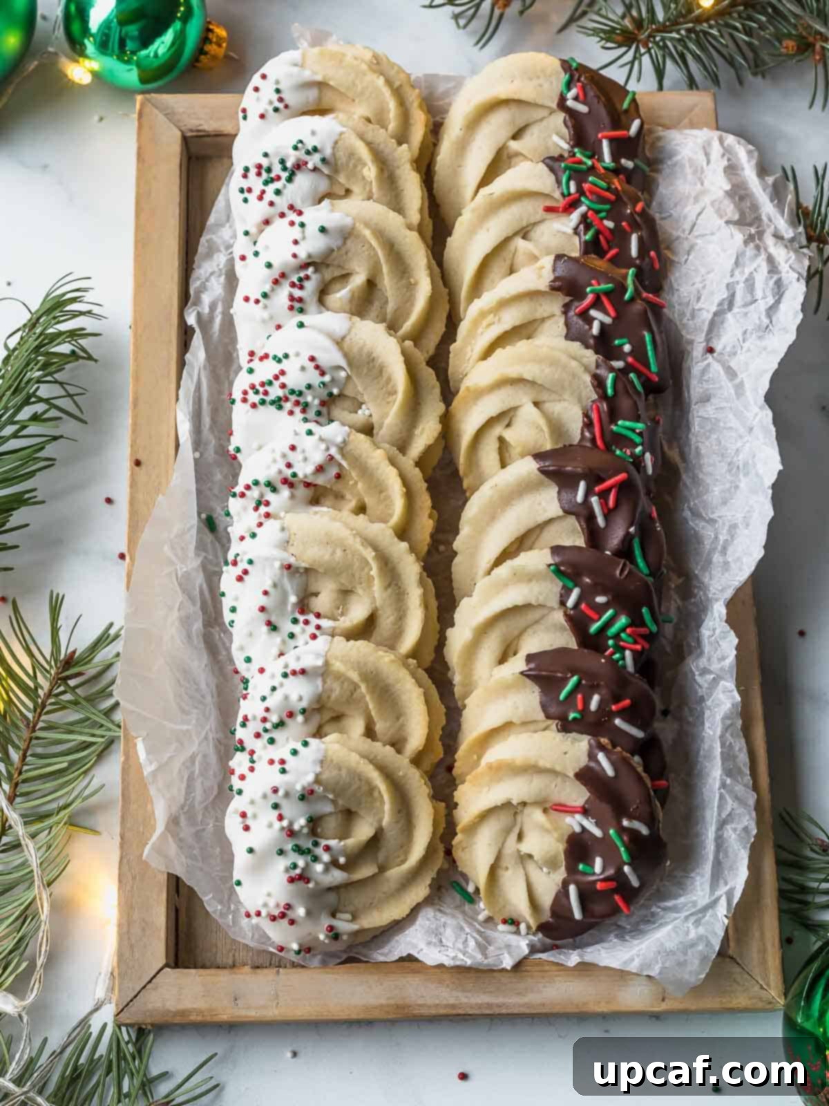 variation of danish butter cookies in a wooden platter
