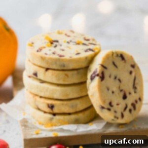 Beautifully arranged Cranberry Orange Shortbread Cookies, showcasing their golden hue and festive cranberry pieces.