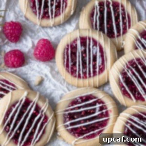 raspberry jam cookies drizzled with icing