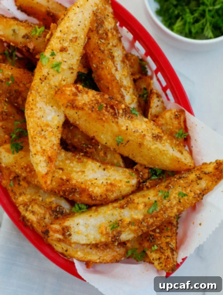 up close image of the potato wedges