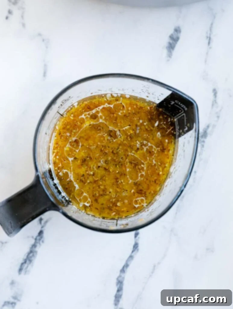 Greek marinade in a cup, ready to use.