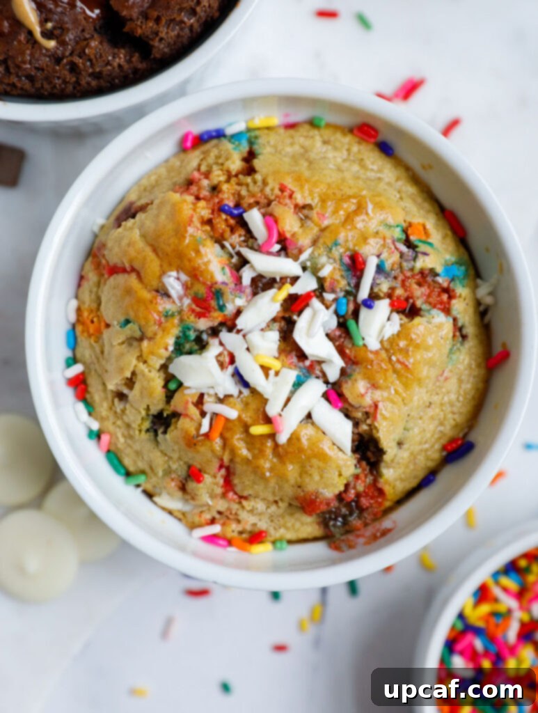 Baked funfetti baked oat with sprinkles on top, looking vibrant and inviting.