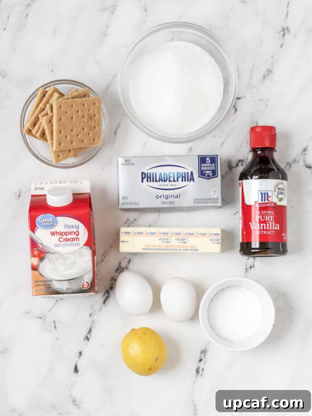 ingredients on lemon cheesecake