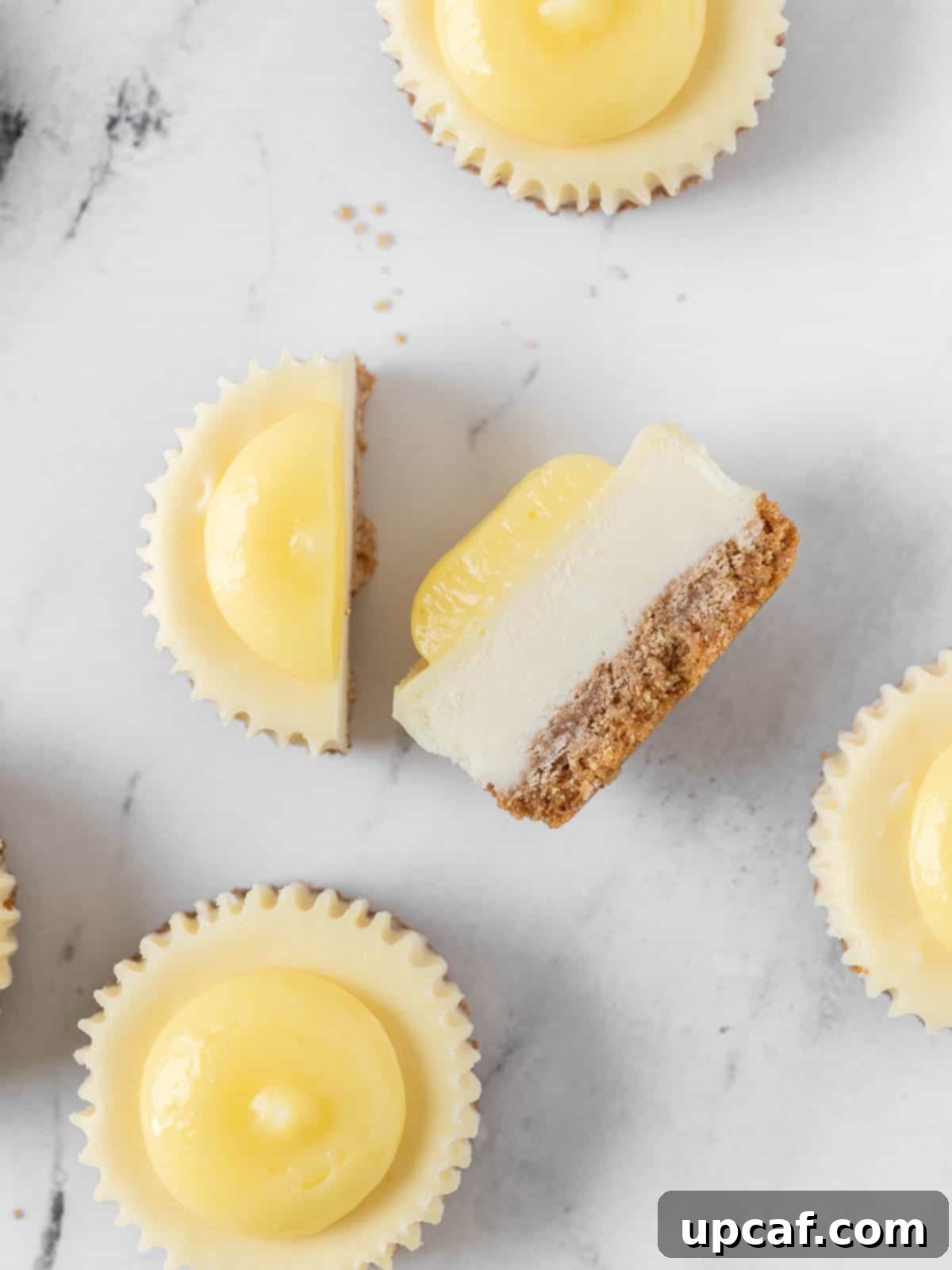 mini lemon cheesecake slices half