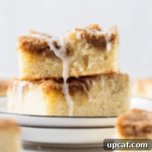 two pieces of Cinnamon Streusel Cake stacked