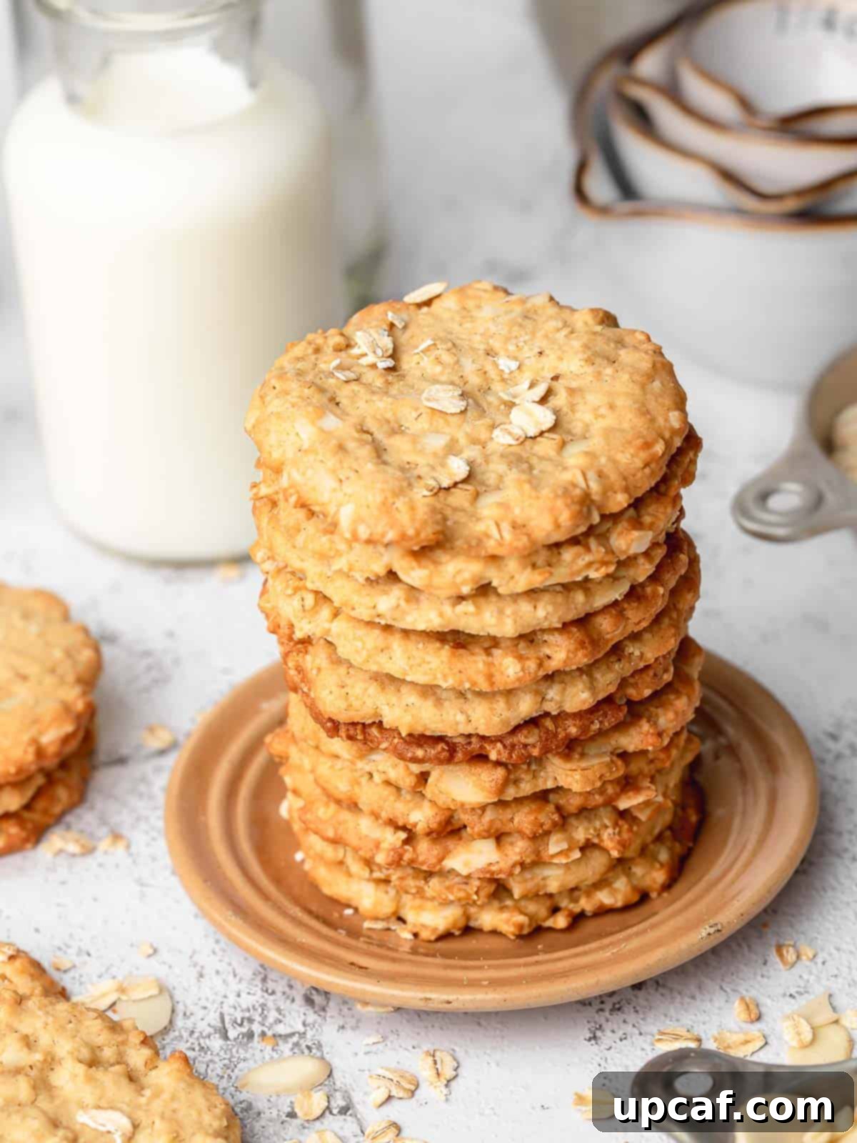 stacked crispy almond cookies