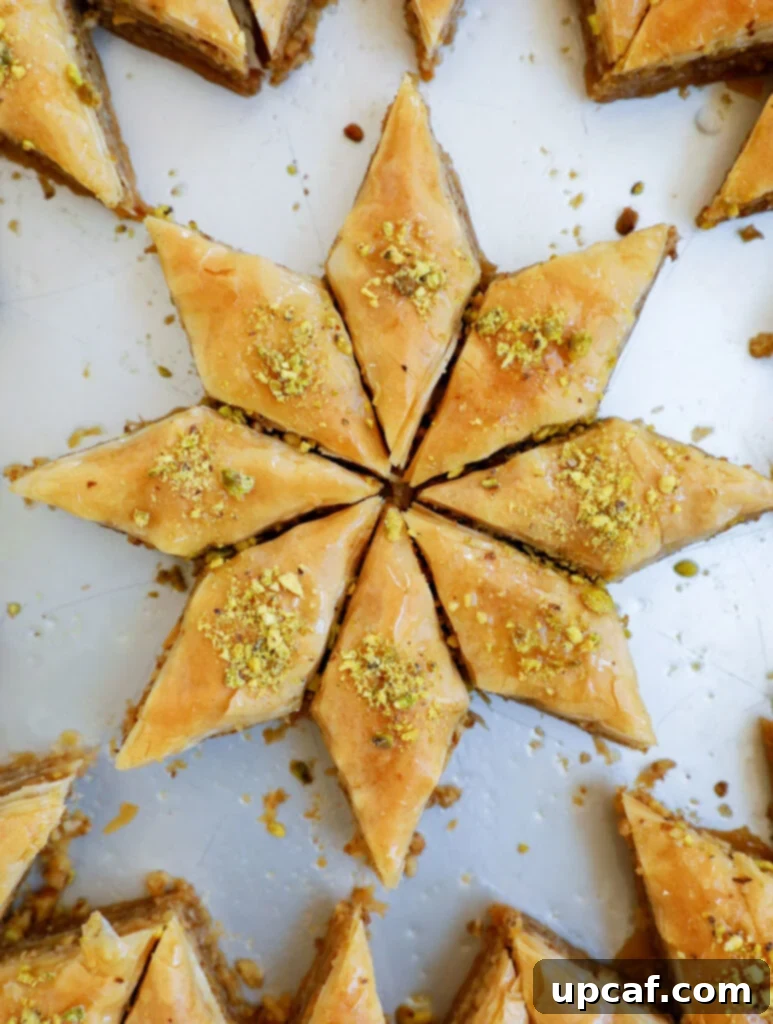 Cut out of walnut baklava shaped like a star.