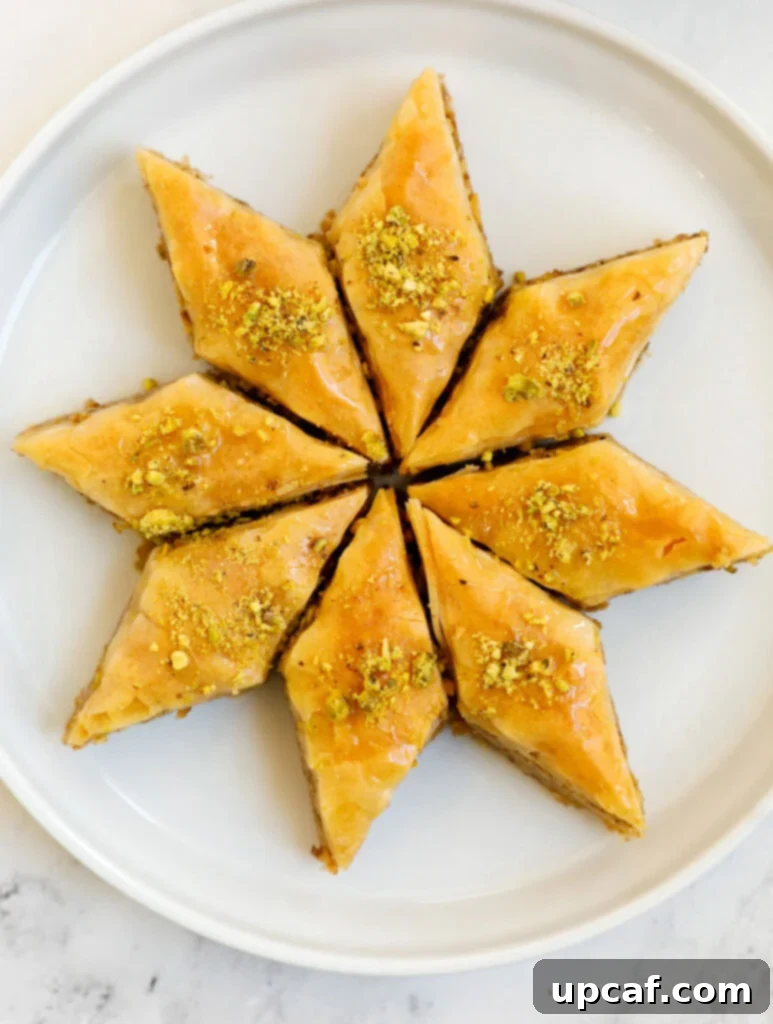 A plate with eight portions of walnut baklava.
