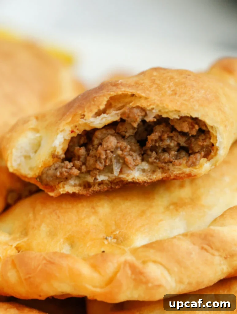 The delicious cross-section of a baked Lebanese meat pie, revealing its flavorful filling.