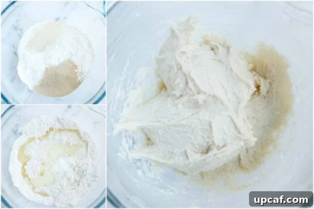 Savory Zaatar Flatbread 5 dough before and after mixing