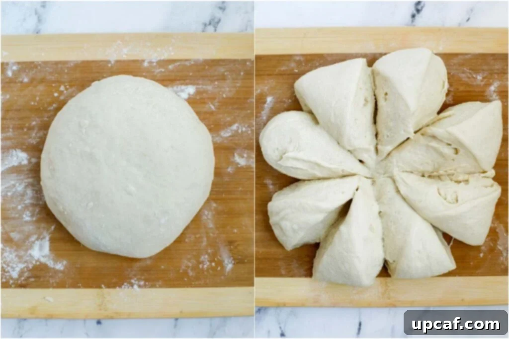 Savory Zaatar Flatbread 7 dough after being cut into 8 even pieces