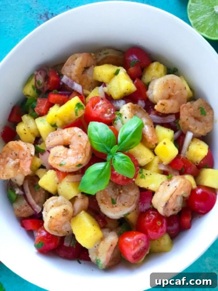 overhead shot of Pineapple Shrimp Salad