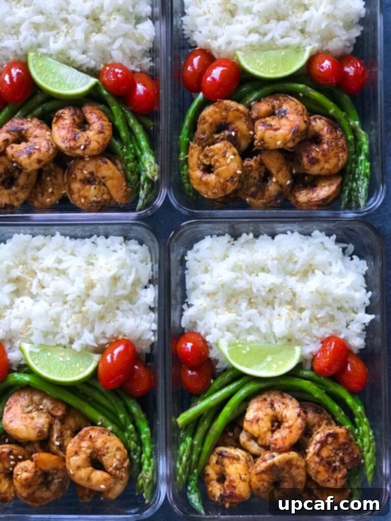 Effortless Blackened Shrimp Meals 2 Delicious and healthy Blackened Shrimp Meal Prep with roasted vegetables, perfect for a high-protein, low-carb, and Keto-friendly diet.