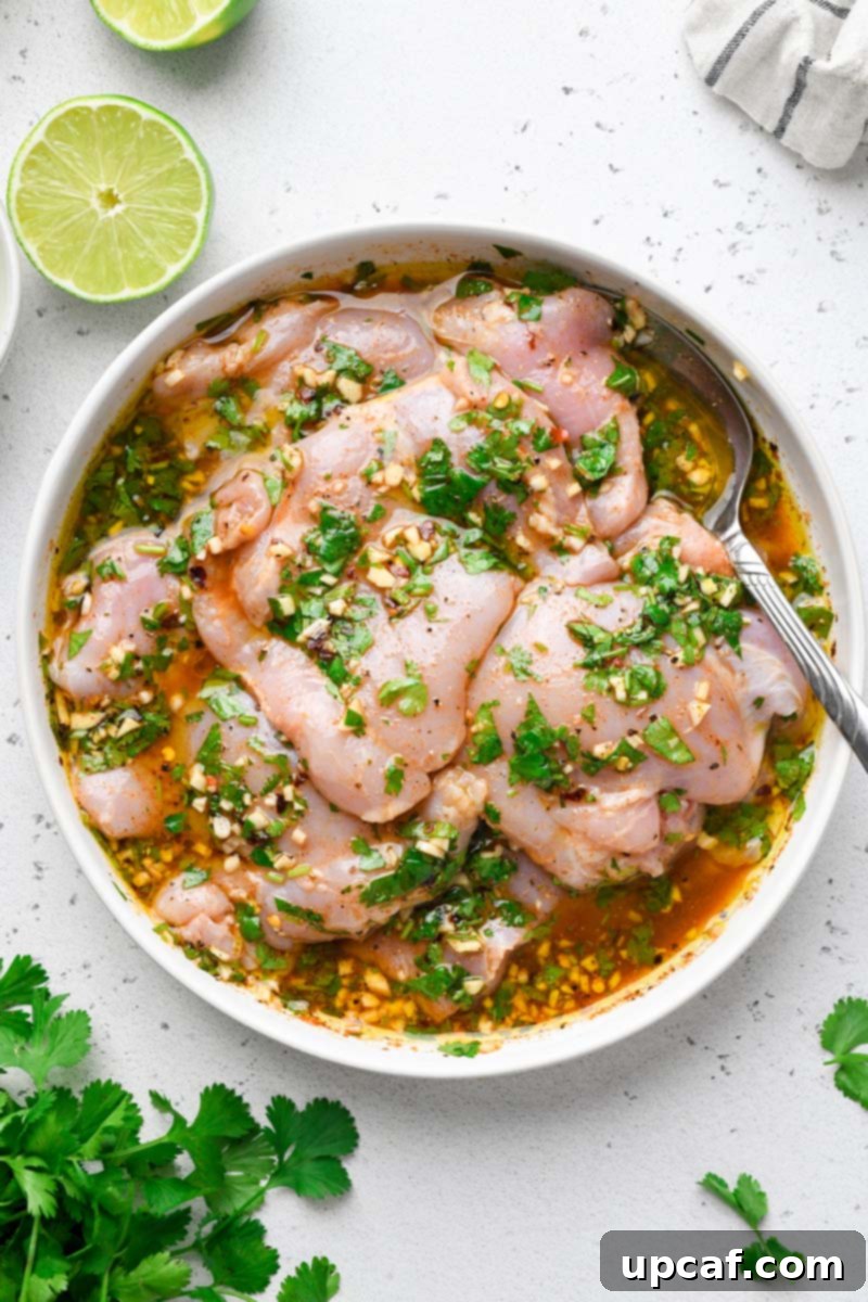 Zesty Grilled Cilantro Lime Chicken 5 top down shot of the marinated cilantro lime chicken in a bowl