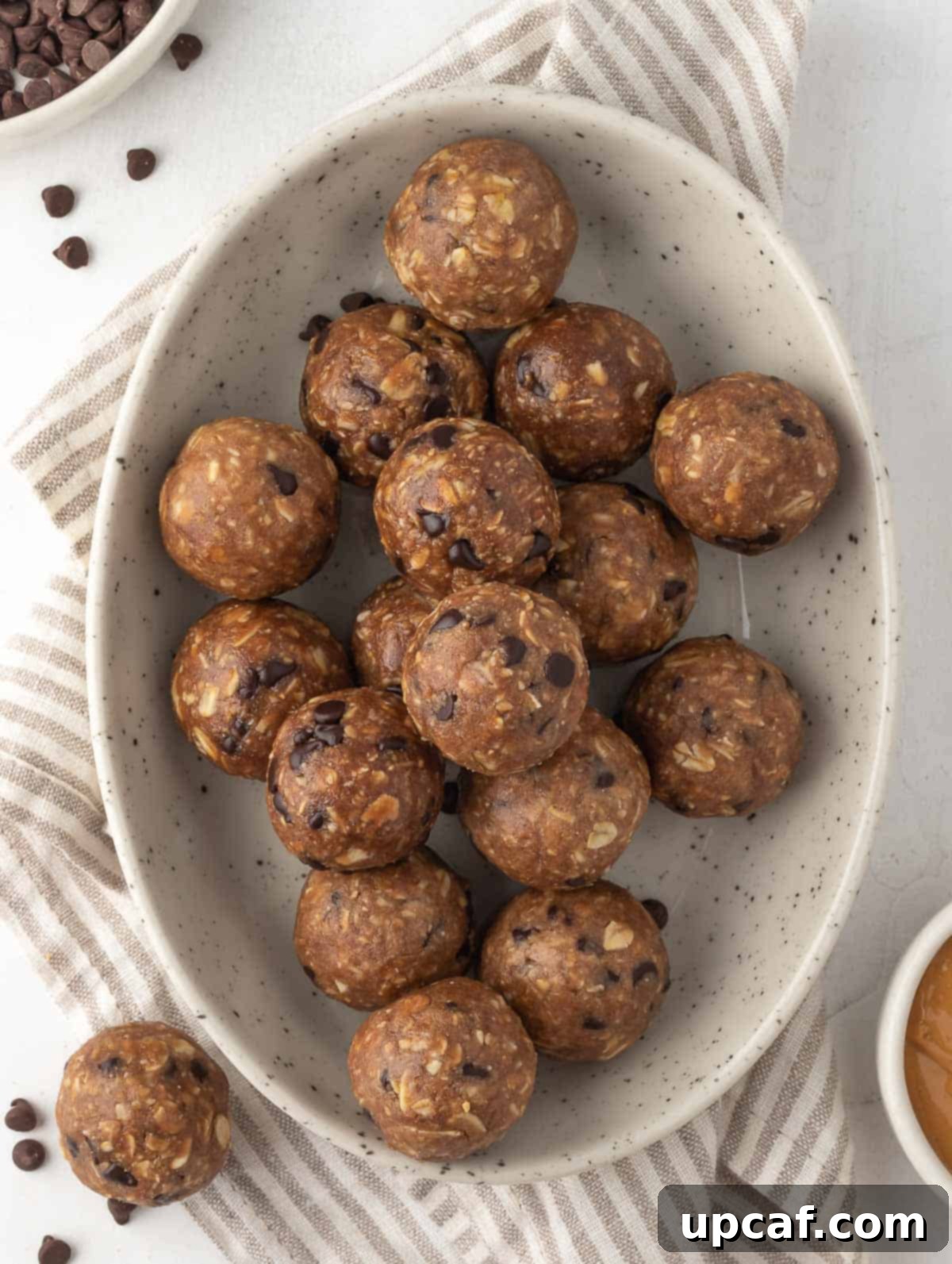 chocolate peanut butter balls in a bowl