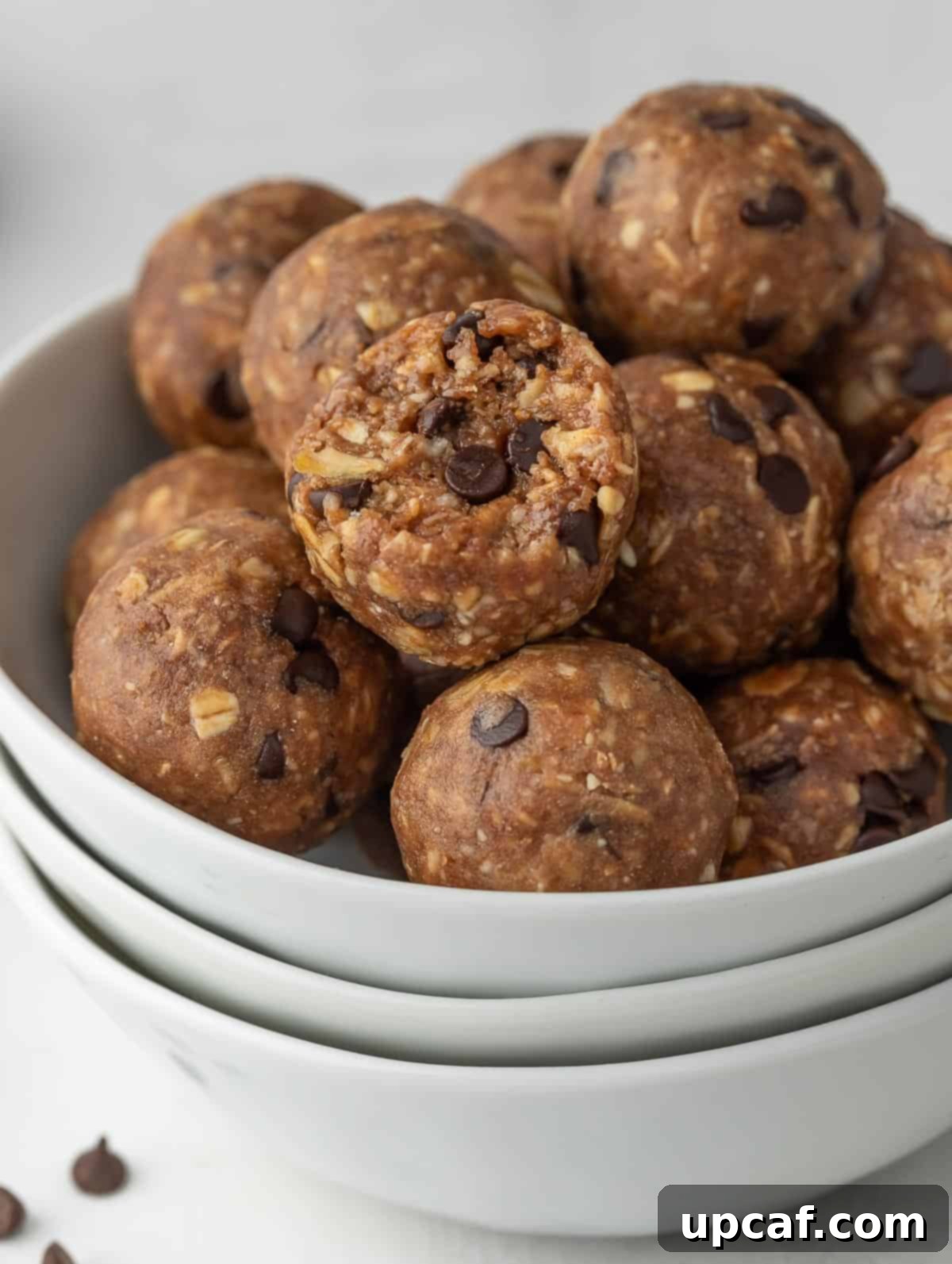 protein bites in a bowl.