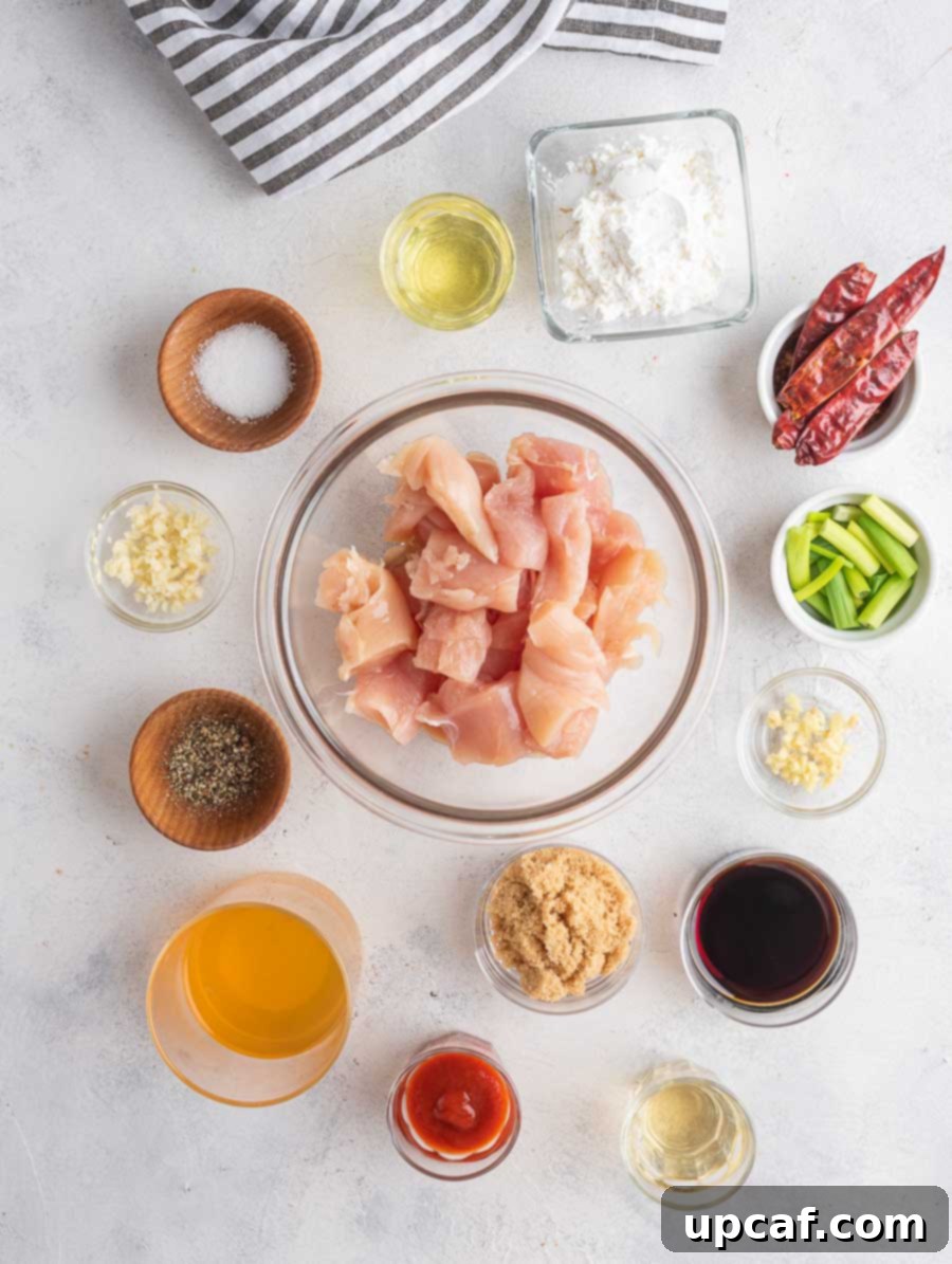 Quick Sticky Mongolian Chicken 3 ingredients of the mongolian chicken laid out