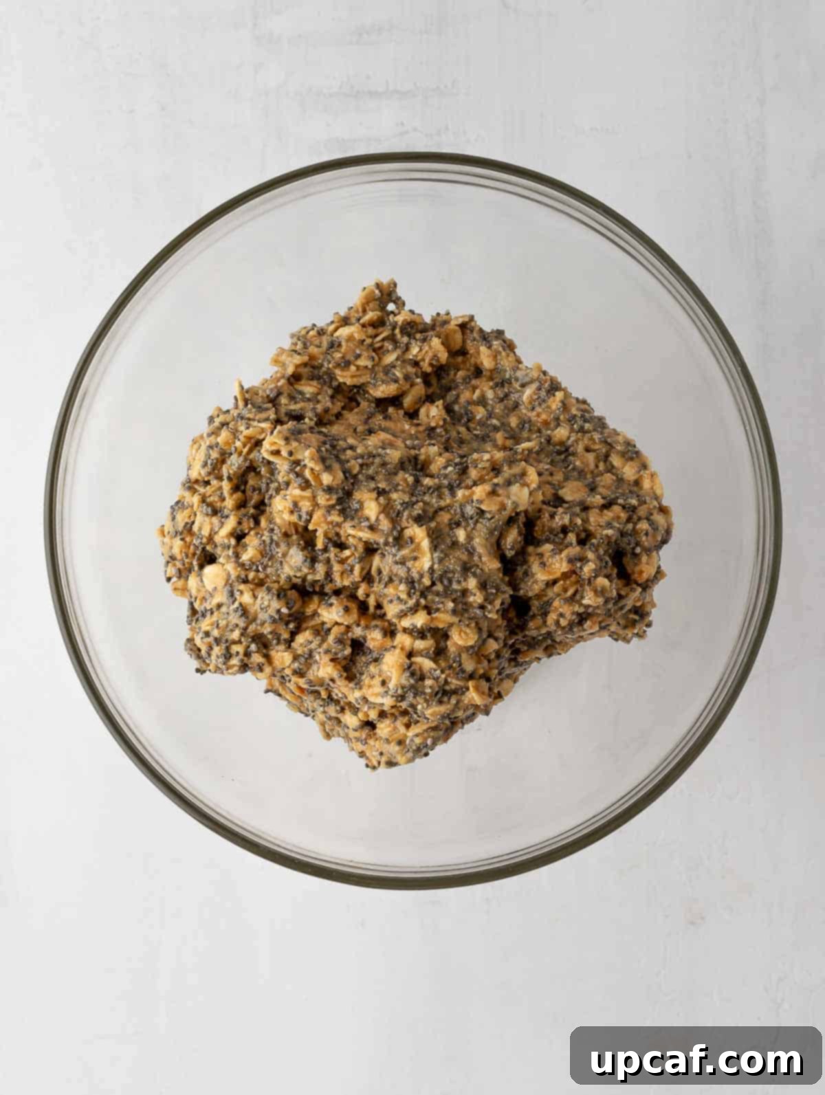 Vanilla Protein Power Bites 5 Energy ball mixture well combined in a bowl, showing a dough-like consistency