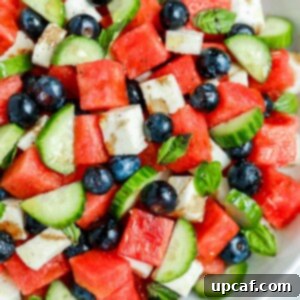 close up shot of the watermelon salad