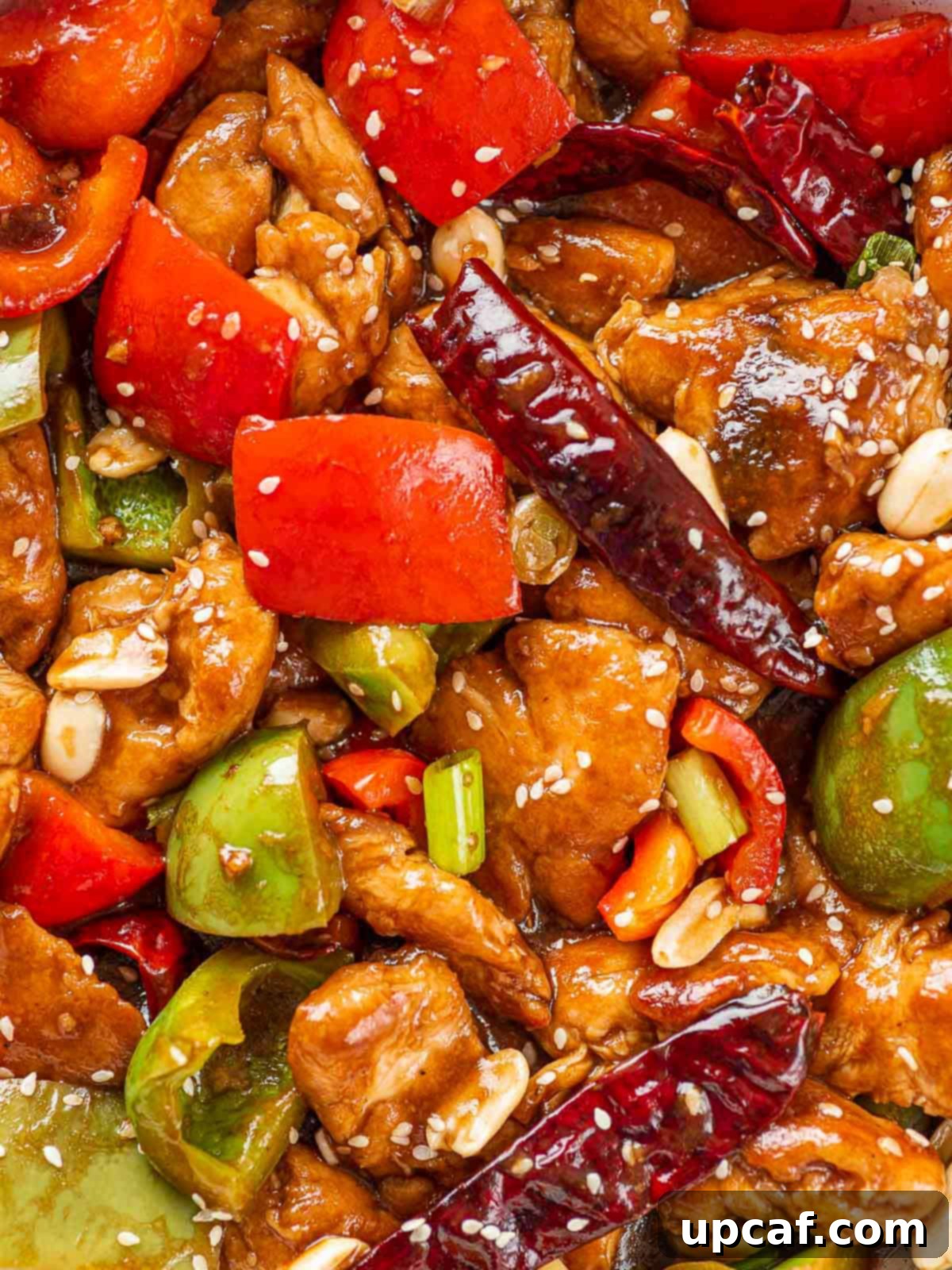 Original Sichuan Kung Pao 10 Close up of kung pao chicken.