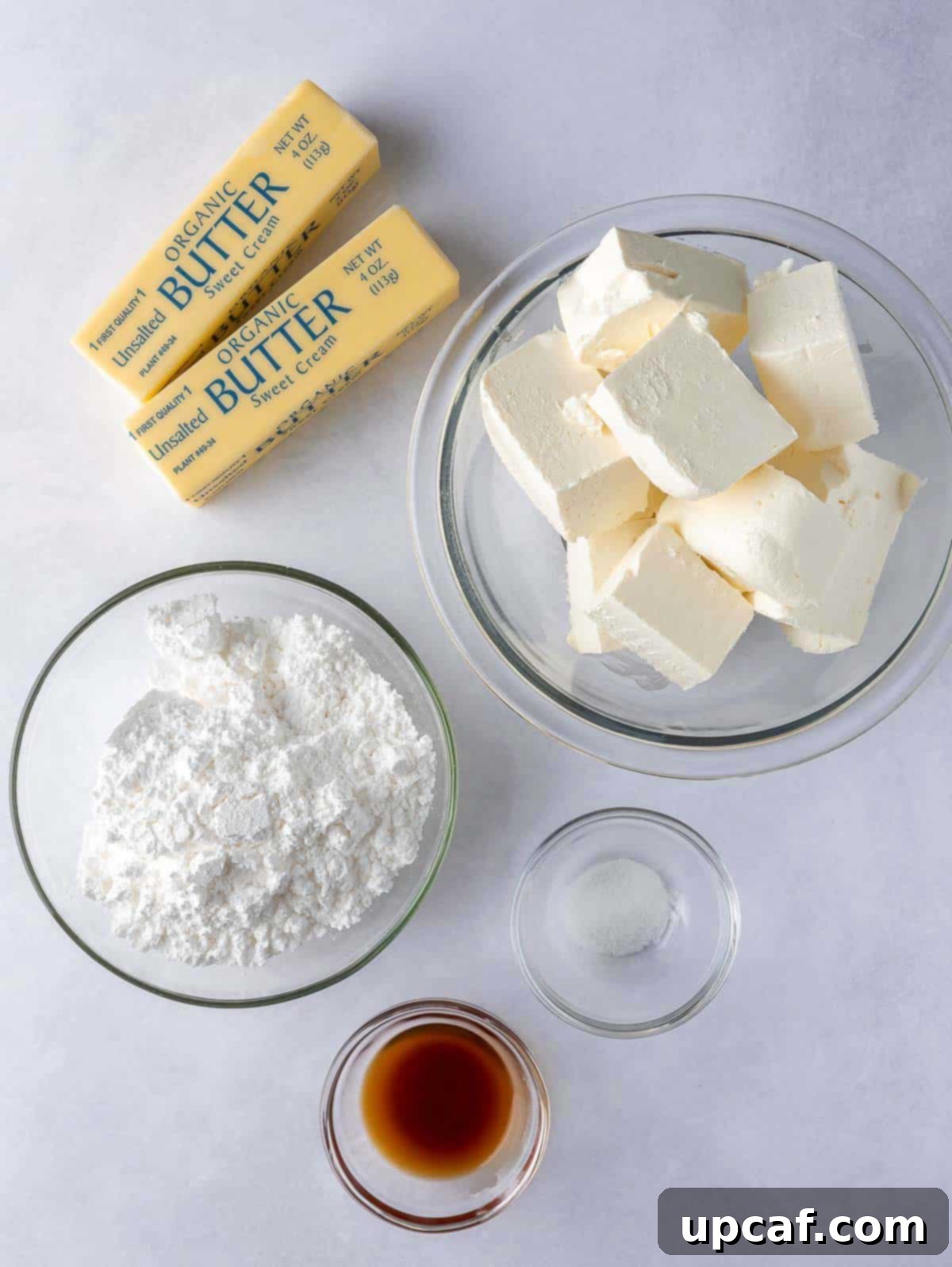 carrot cake frosting ingredients laid out