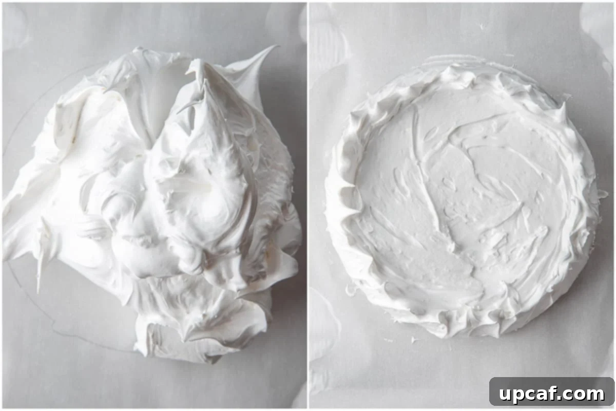 pavlova on parchment paper