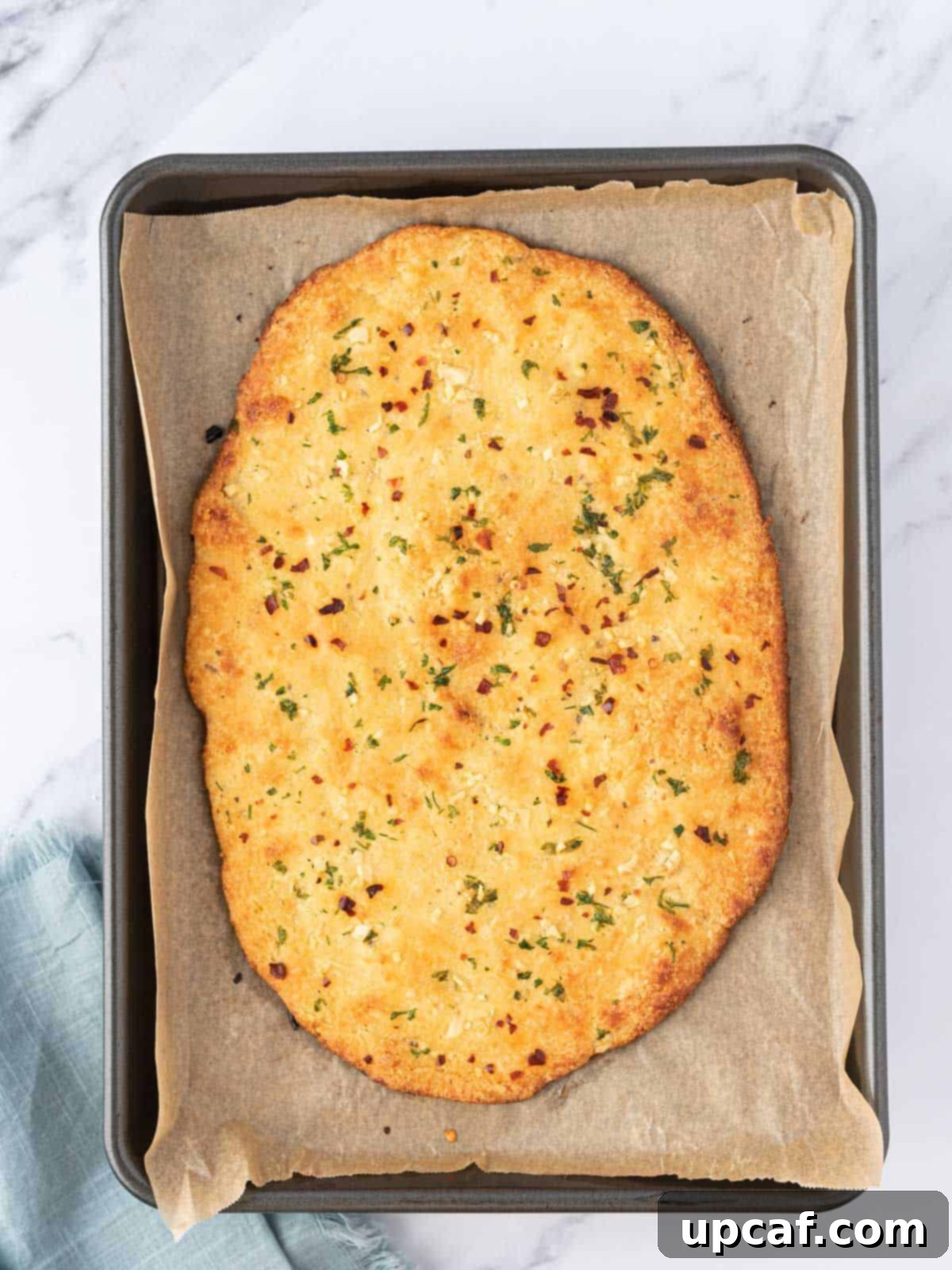 keto garlic bread after baking