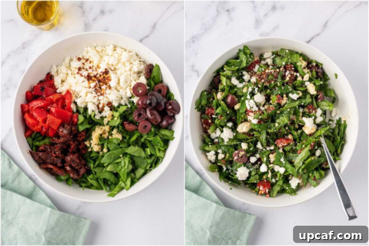 Sun-Drenched Mediterranean Stuffed Chicken 5 Mediterranean stuffed chicken filling in a bowl.