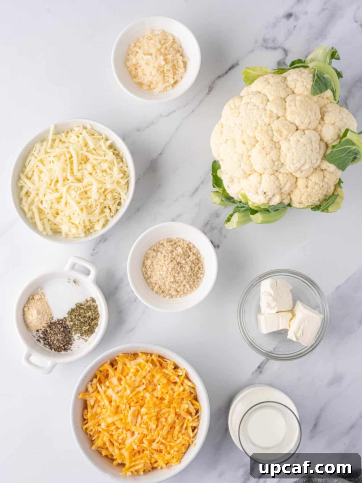 Cheesy Keto Cauliflower Bake 3 Ingredients needed for low carb mac and cheese.