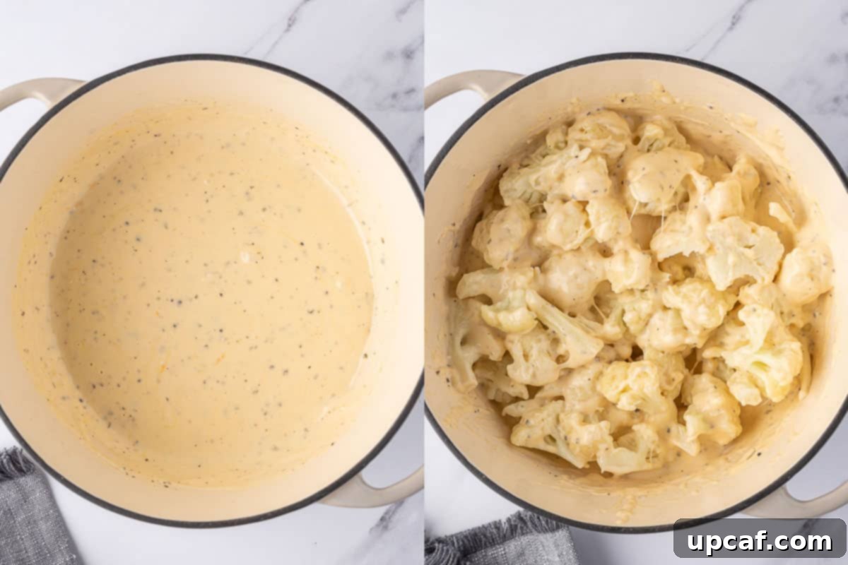 Cheesy Keto Cauliflower Bake 6 Combining cauliflower and cheese for cauli mac and cheese.