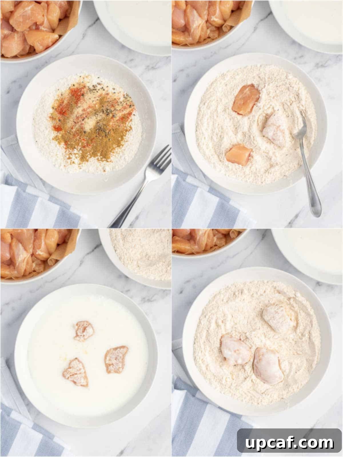 Caramelized Honey Walnut Chicken 4 process of breading the chicken