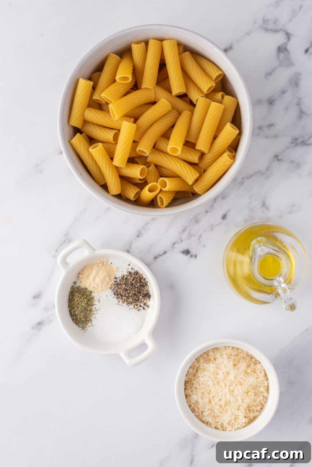 Ingredients needed for air fryer pasta chips.