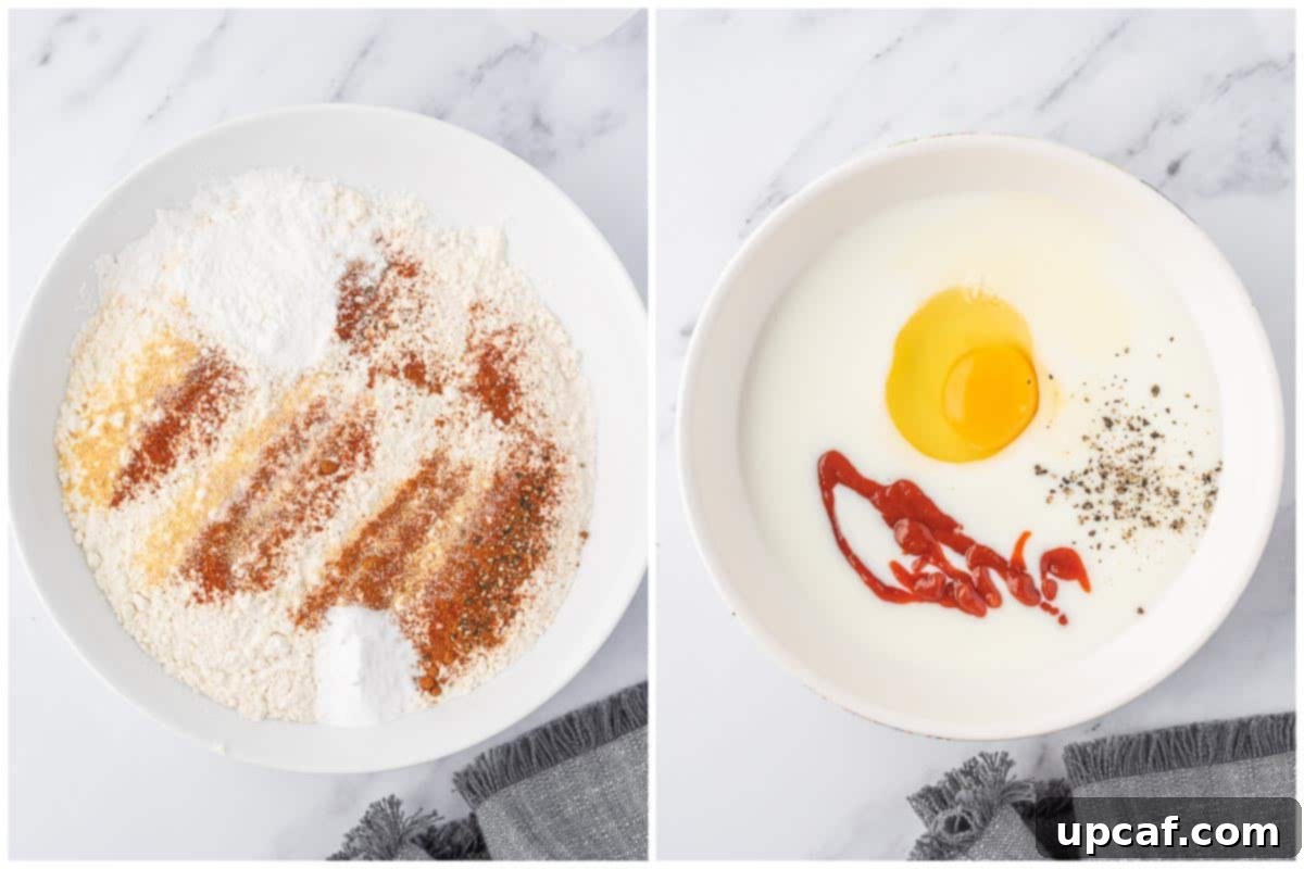 Crispy Fried Chicken Perfection 4 How to make buttermilk and seasoned flour for fried chicken.