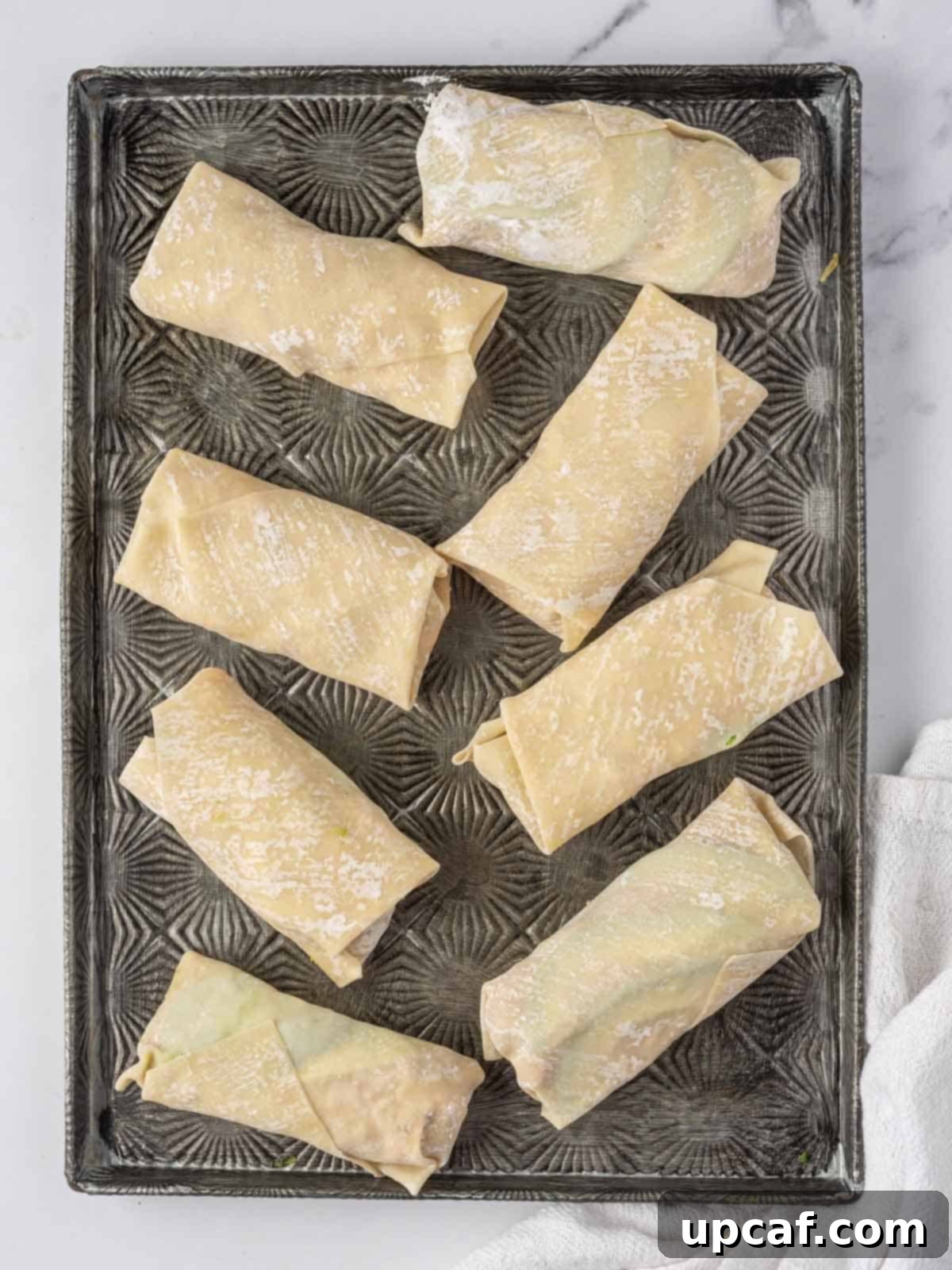 Before photo of air fried egg rolls.