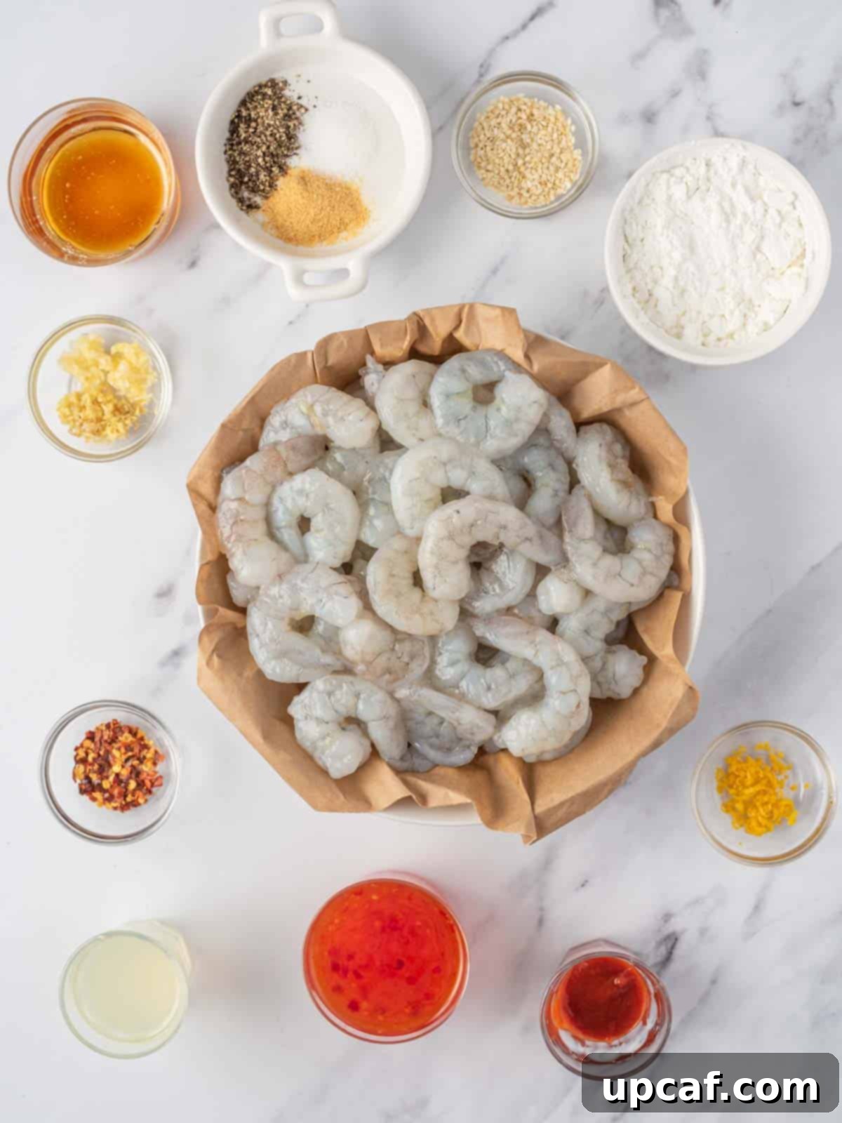 Blazing Burst Shrimp 3 All the fresh ingredients needed to prepare firecracker shrimp laid out.