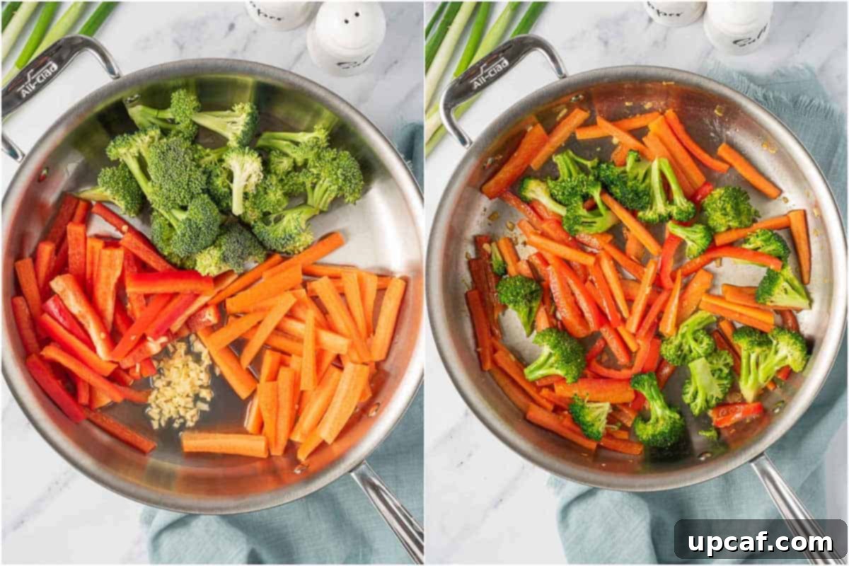 Plant-Based Lo Mein 6 How to saute vegetables for authentic vegetable lo mein recipe.