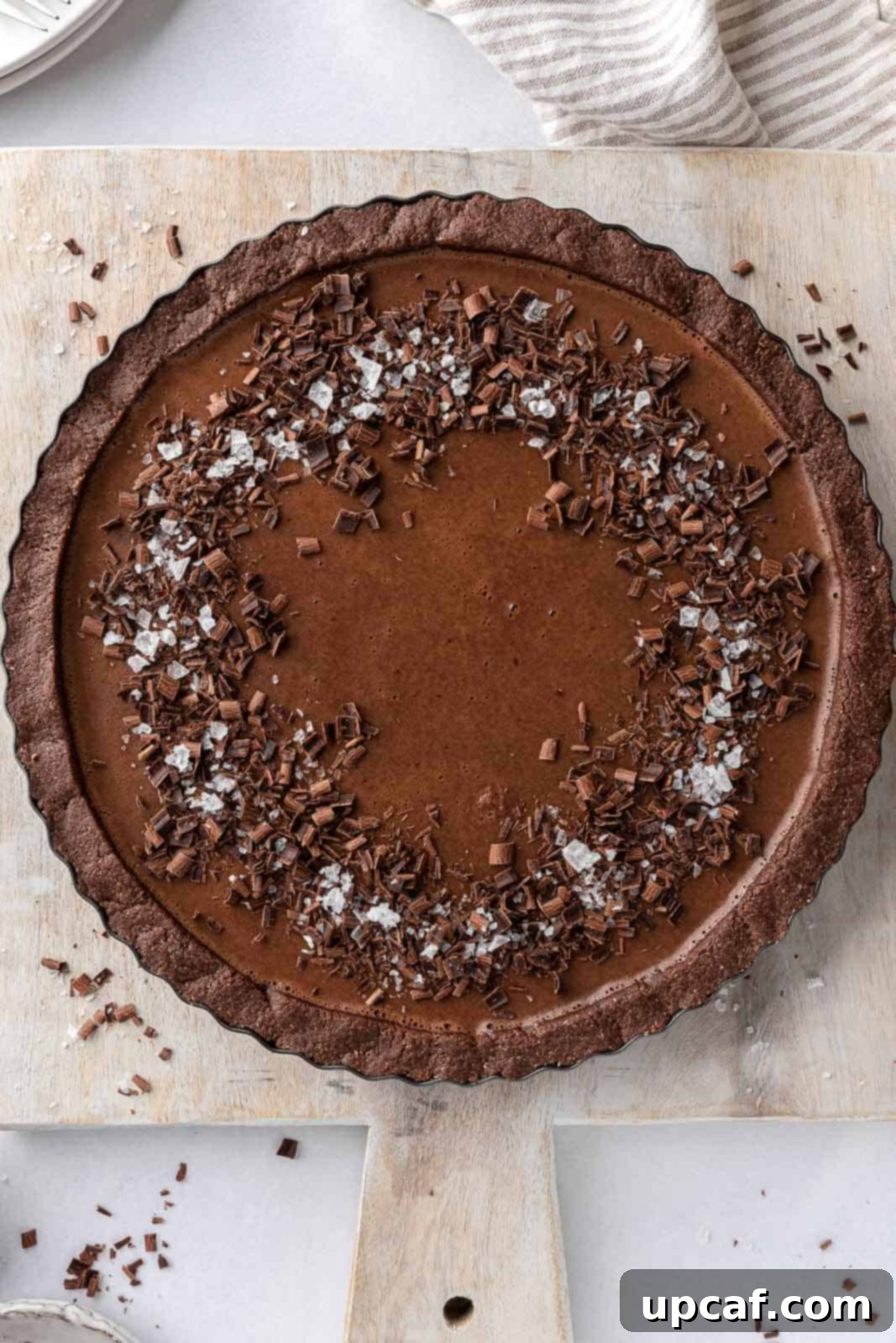 Decadent Vegan Chocolate Dream 2 The best vegan pie topped with chocolate shavings and sea salt.