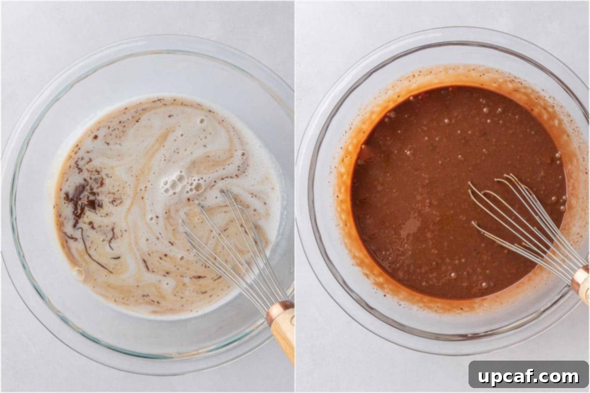 Decadent Vegan Chocolate Dream 7 Preparing the filling for dairy free chocolate pie.