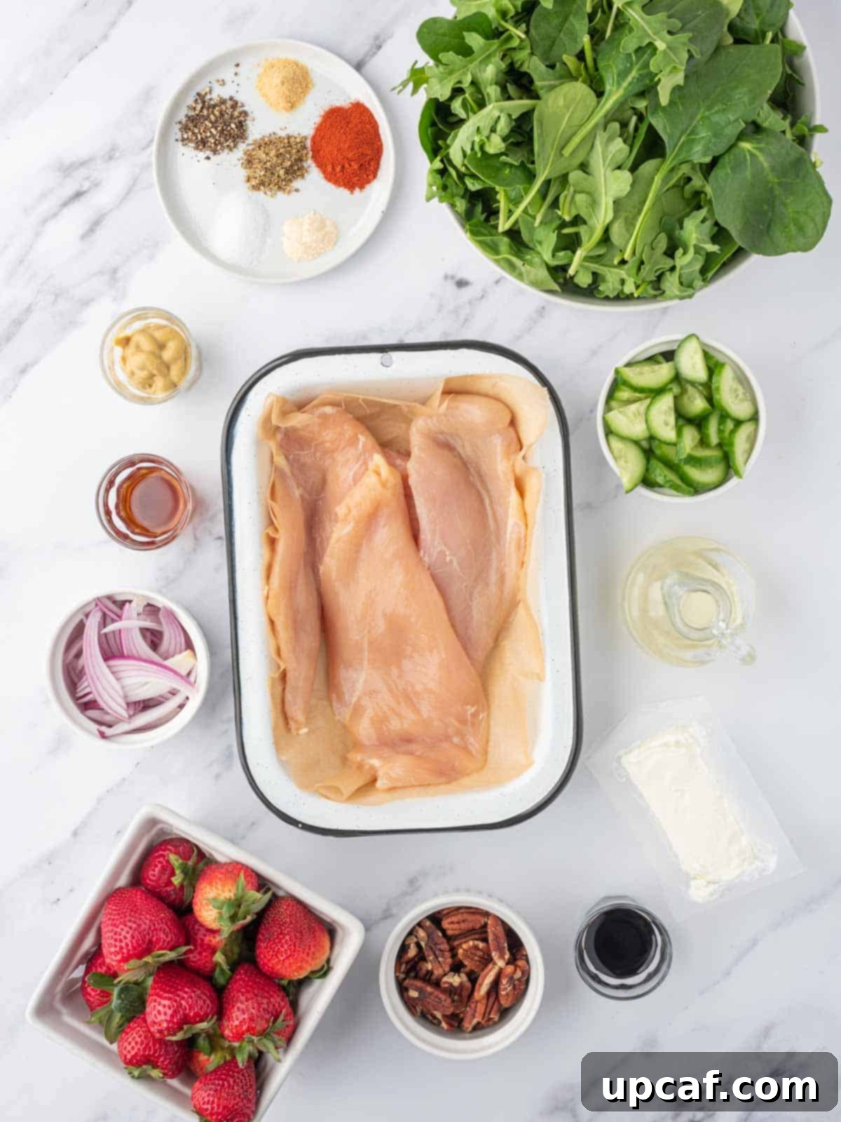 Vibrant Strawberry Grilled Chicken Salad 3 Ingredients needed for grilled chicken strawberry salad.