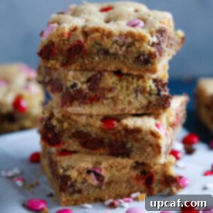 Delicious Valentine's M&M Chocolate Chip Cookie Bars