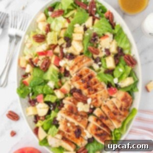 Fall Harvest Chopped Chicken Salad 9 Chopped chicken salad on a platter with apples.