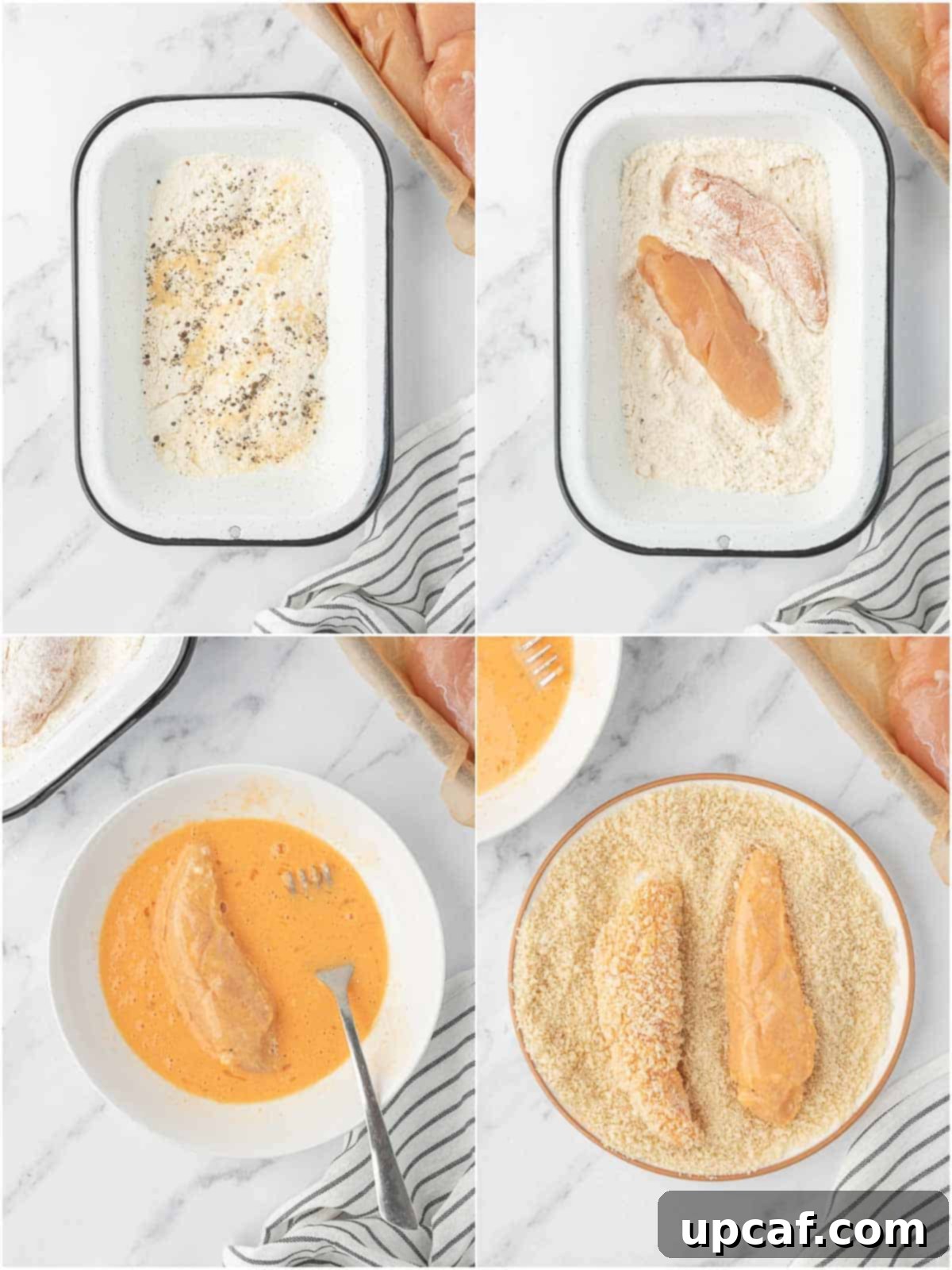 How to bread buffalo chicken fingers.